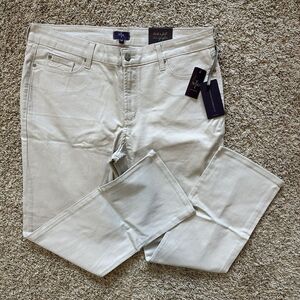 NYDJ Beige Straight Leg Jeans Womens Petite 16P Mid Rise Lift Tuck Stretch Stone